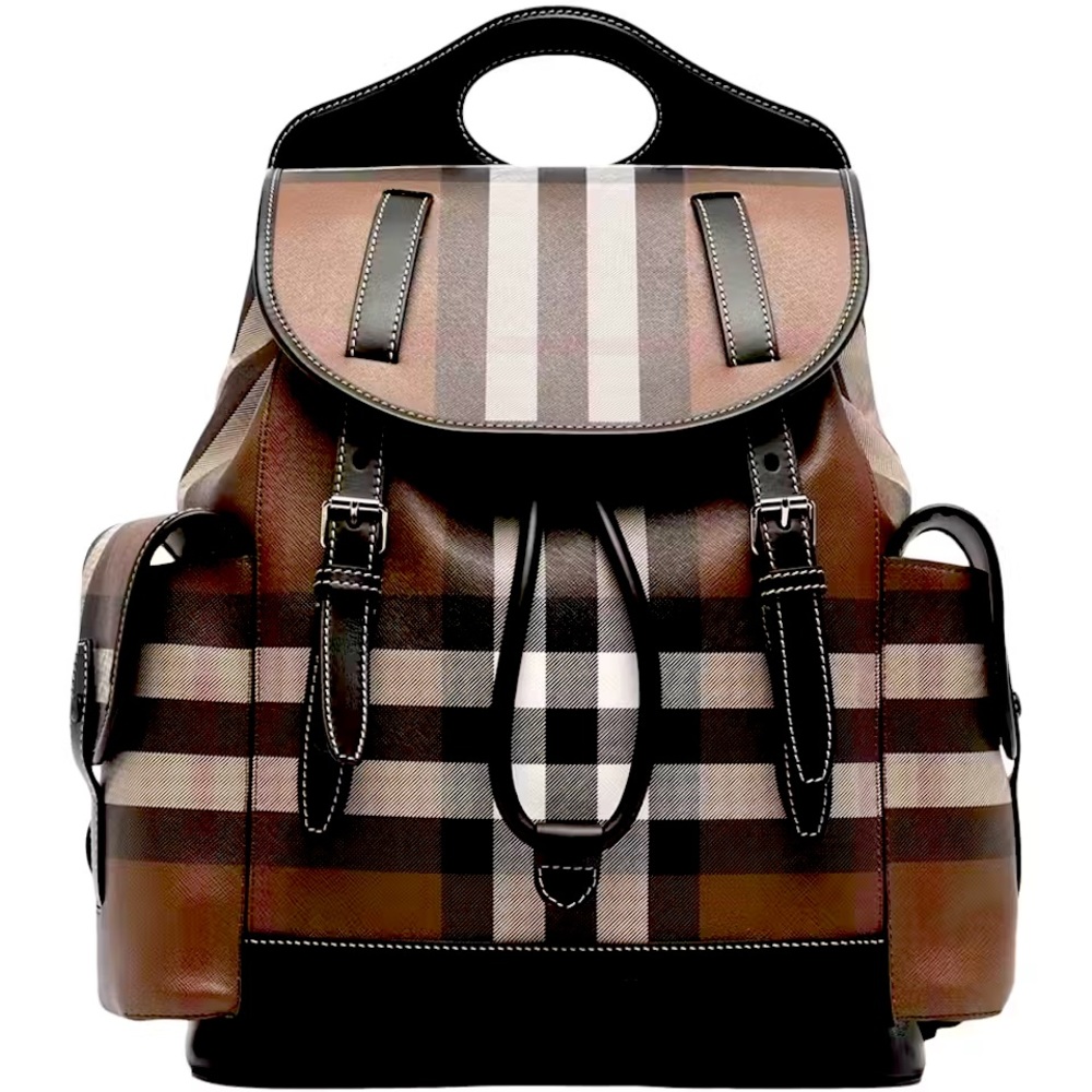 NEW Burberry Check Print Double Buckle Backpack *Rare*